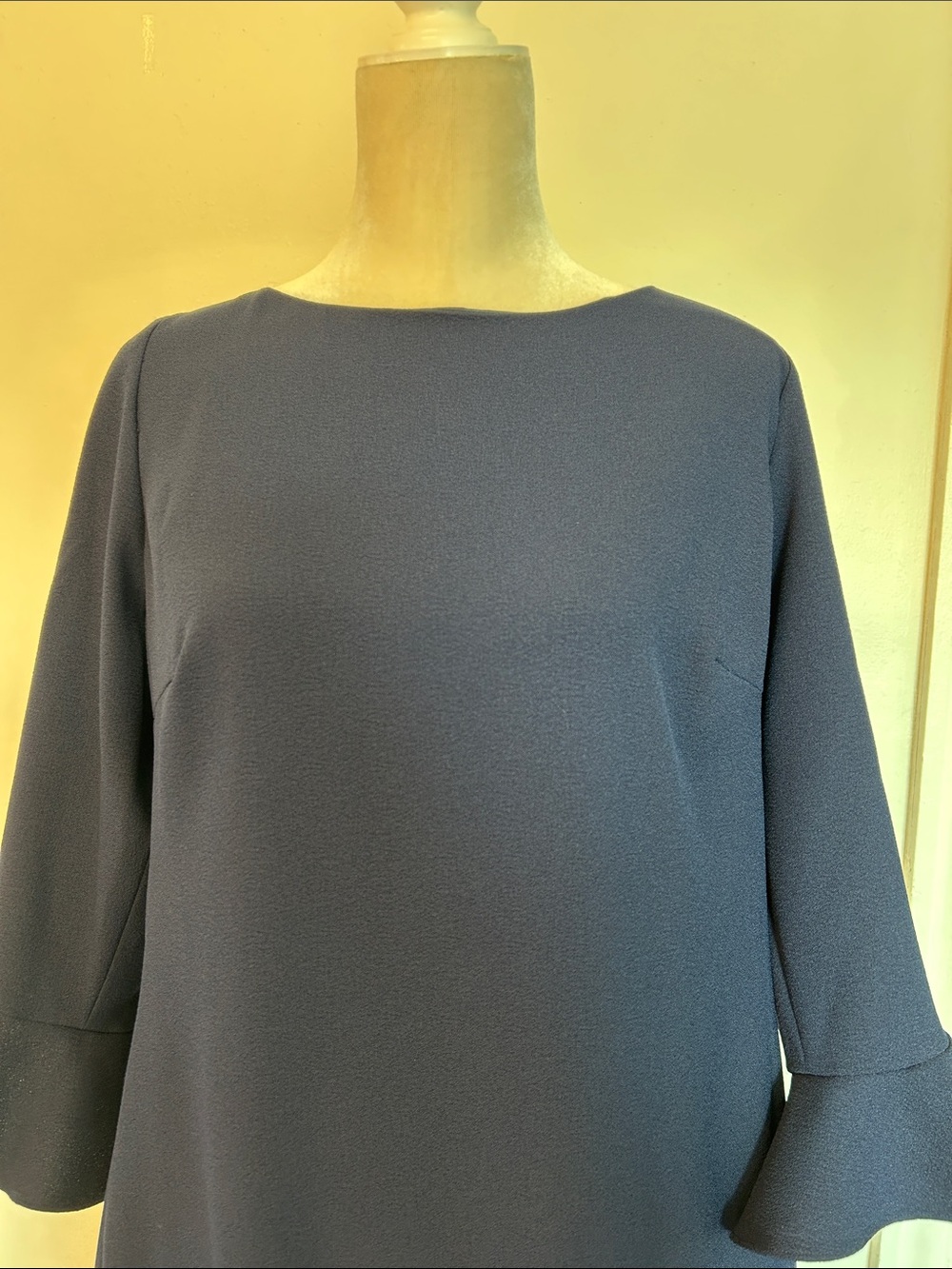 Karl Lagerfeld Navy Midi Dress with Ruffle Sleeves - Picture 2 of 13